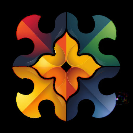 Colorful abstract design with interlocking shapesの素材