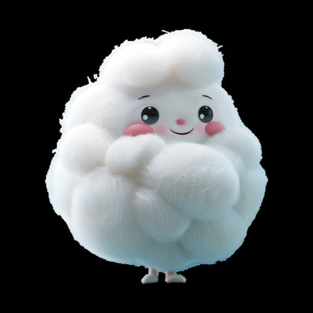 Cheerful, fluffy character standing aloneの素材