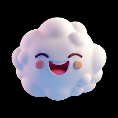 Cute cartoon cloud character with a cheerful expressionの素材