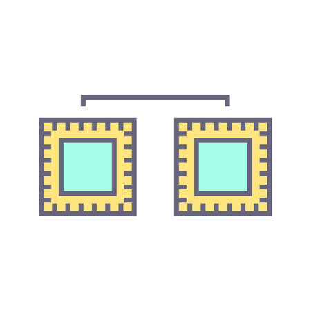 Unique Processors Connected Vector Iconのイラスト素材