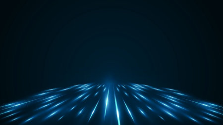 Abstract blue light lines on dark background. Futuristic technology style. Vector illustration.のイラスト素材