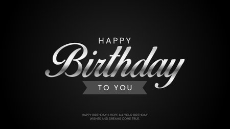 Happy Birthday Text Vector Template Design Illustration. Elegant Elegant White Typography on Black Background.のイラスト素材