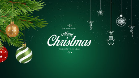 Merry Christmas and Happy New Year Greeting Card. Vector illustrationのイラスト素材