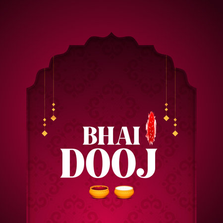 Happy Bhai Dooj vector illustration design for social media. Bhai Dooj on colorful creative art style background template.のイラスト素材