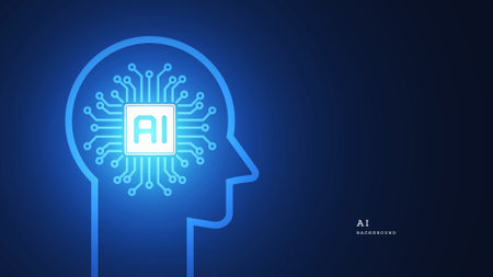 Artificial intelligence concept. Human head with circuit brain. Vector illustrationのイラスト素材