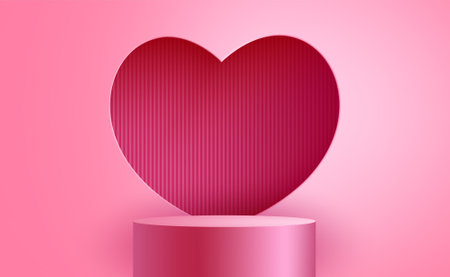 Valentine's day background with heart shape. 3d renderingのイラスト素材