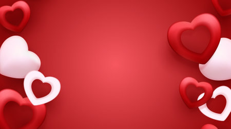 Valentine's day background with red hearts. Vector illustration.のイラスト素材