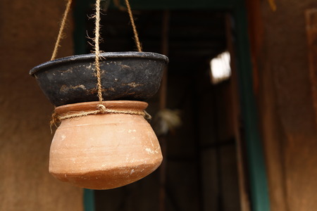 Pots in the rural houseの写真素材