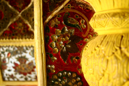Detail of a detail of the interior of a Buddhist temple.の写真素材