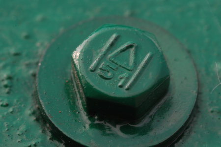Close-up of a green button with the letter A in itの写真素材