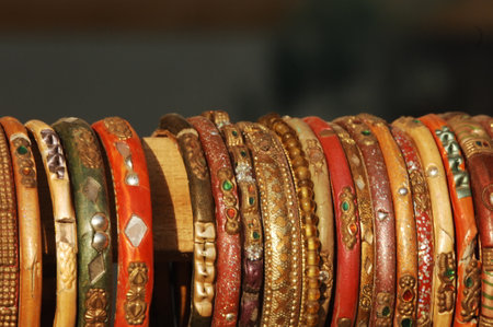 closeup of Color Banglesの写真素材
