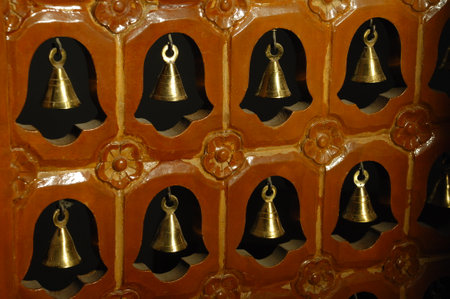bells in a temple, closeup of photo with soft focusの写真素材