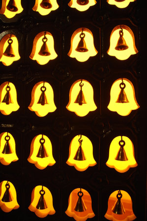 Lanterns in a Buddhist temple, closeup of photoの写真素材