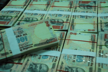Japanese yen banknotes as background, closeup of photo with selective focus