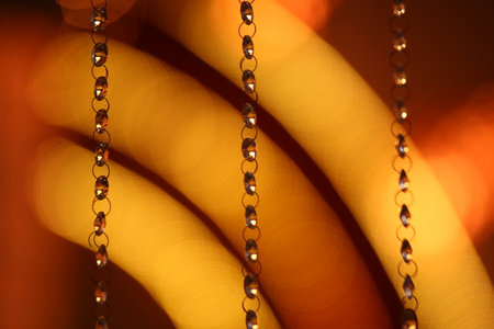 Close-up of christmas lights on a bokeh background