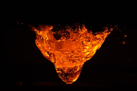 Flaming water on a black background. Close-up.の写真素材