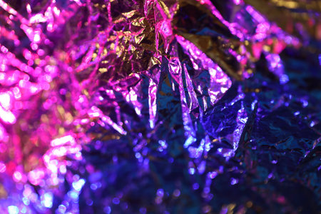 Shiny foil as a background, macro, close-up.