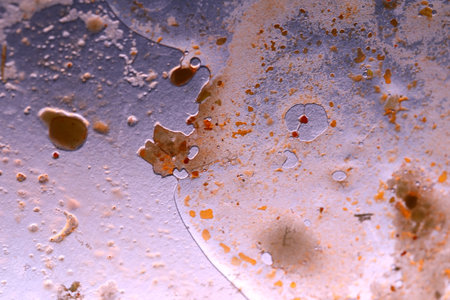 Abstract background of oil drops on the water surface, close-up