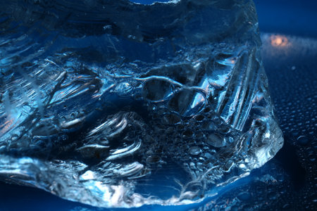Ice cube close-up macro photo. Abstract background for design.の写真素材
