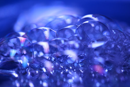Macro shot of soap bubbles. Shallow depth of field.