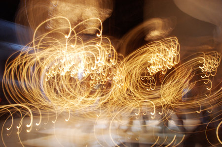 abstract light trails in the city at night, long exposure photo