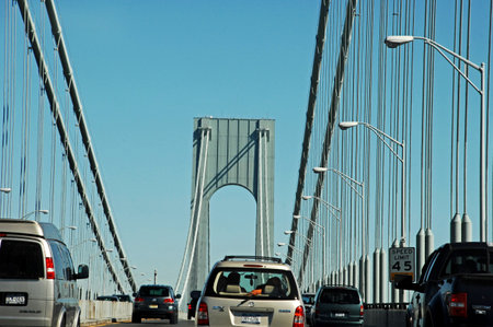 Traffic on the bridge in Sydney.