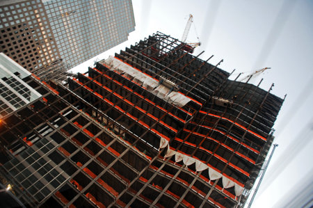New York City Manhattan skyscrapers under construction.の写真素材
