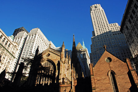 Manhattan Skyline with St. Patrick's Cathedral in New York Cityの写真素材