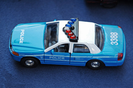 Police car on display during Kuala Lumpur International Motor Showの写真素材