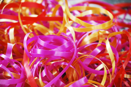 Colorful ribbons background, close-up, selective focus.の写真素材