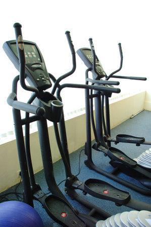 Exercise equipment in a fitness club, closeup of photo.
