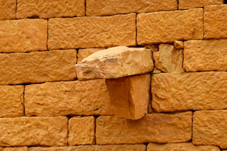 Detail of a stone wall in the ancient city of Petra, Jordan