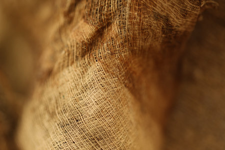 Close-up of a brown sackcloth. Abstract background and texture.の写真素材