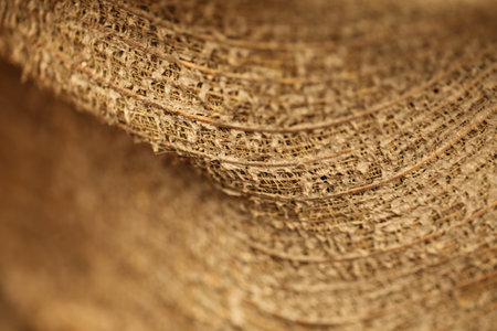 close up of burlap texture background, shallow depth of field.の写真素材