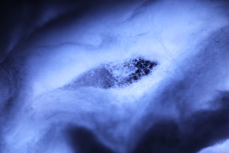Cotton wool close-up in blue tone. Abstract background.