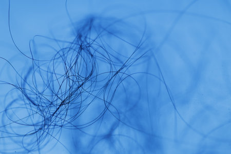 Macro Shot of Female Hair in Blue light