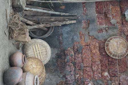 Traditional Thai style food on the local market in Mae Hong Son, Thailand.の写真素材