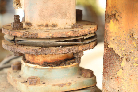 Close up of an old rusty engine. Shallow depth of field.