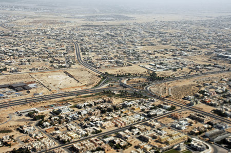 Aerial view of the city of Jumeirah, Dubai, United Arab Emiratesの写真素材