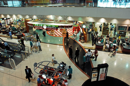Suvarnabhumi International Airport interior. Suvarnabhumi International Airport is the main international airport serving Bangkok, Thailand.の写真素材