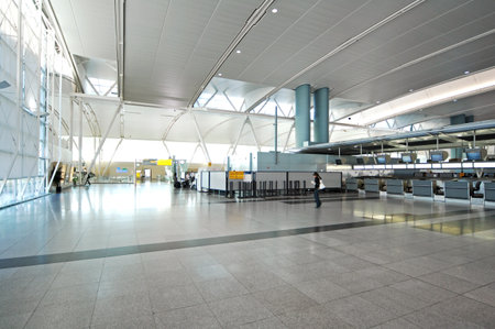 Interior of the airport terminal in Beijing, China. The airport is a major international airport serving Beijing.の写真素材