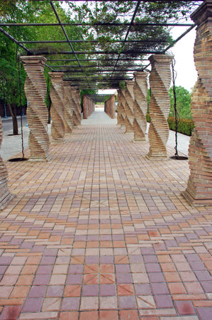 Concrete walkway in the park, chiangmai Thailandの写真素材