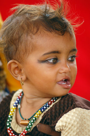 Portrait of a young Indian girl in traditional clothes.のeditorial素材