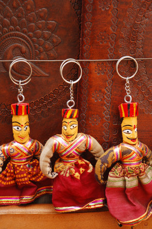 Close-up of a pair of wooden puppets