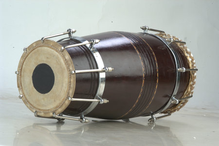 Drum on the white background, close-up of photo.