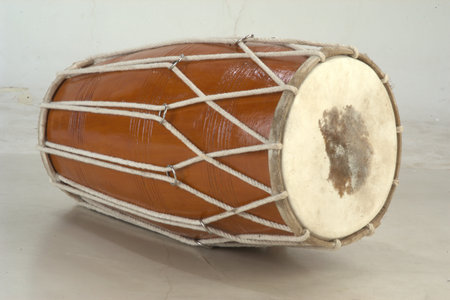 African drum, close-up of a drum on a white background