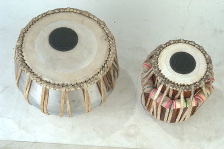 Two tabla drums, closeup of photo