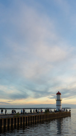 Lighthouse at the entrance to the Baltic Sea in Gdansk, Poland