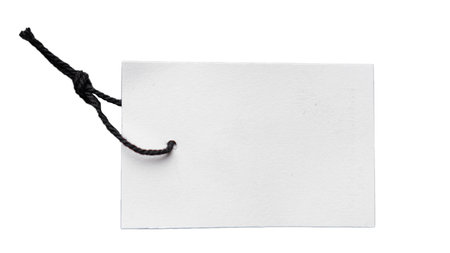 close up of  a price label on white background