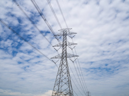 power tower on skyの写真素材